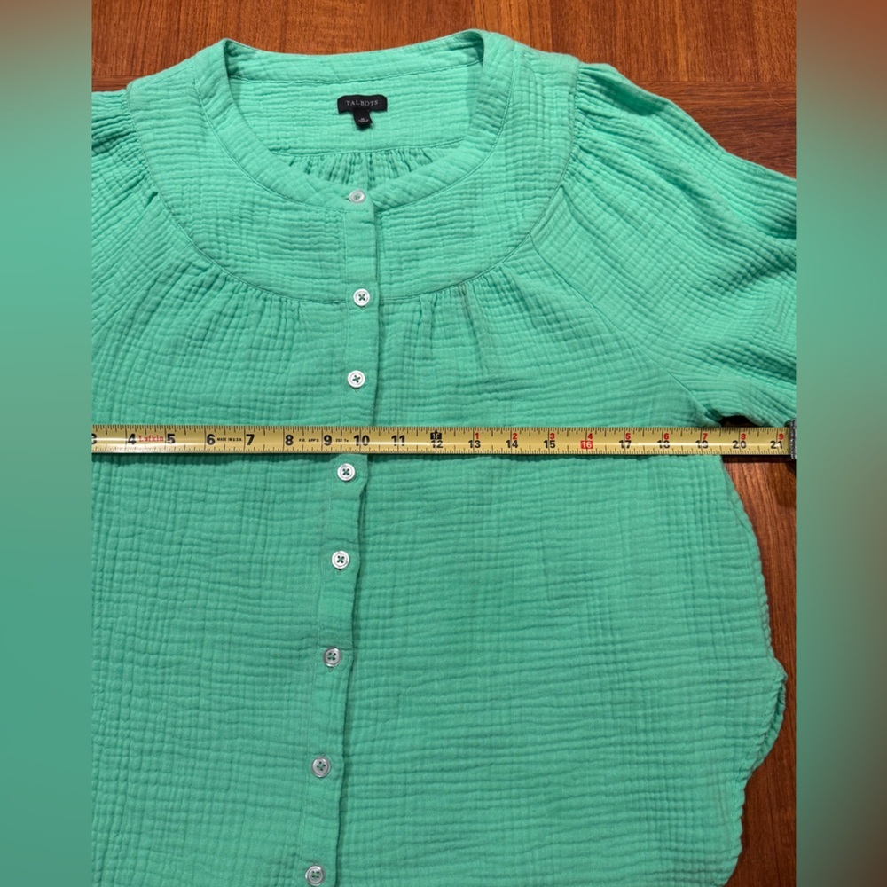 Talbots Airy Gauze Tie Sleeve Top - Picture 9 of 11